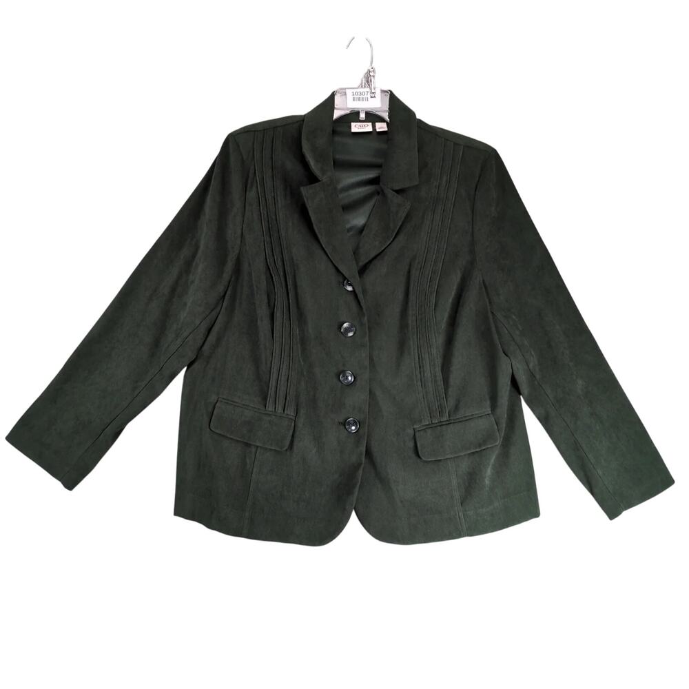 Cato Green Microfiber Suede 4-Button Blazer Jacket Women's Plus Size 22W Stretch